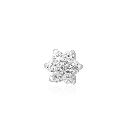 Petite Floral Silver Nose Pin