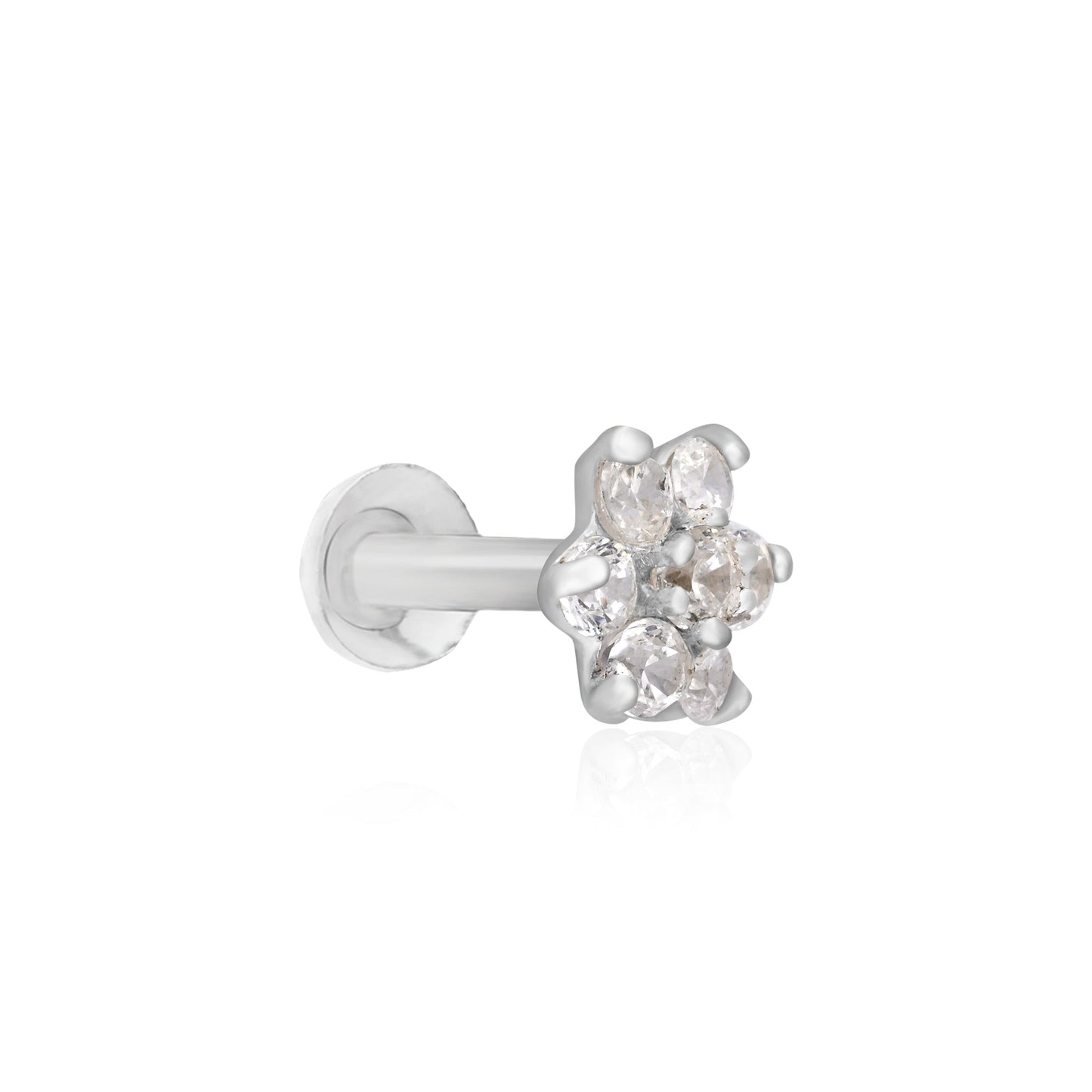 Petite Floral Silver Nose Pin
