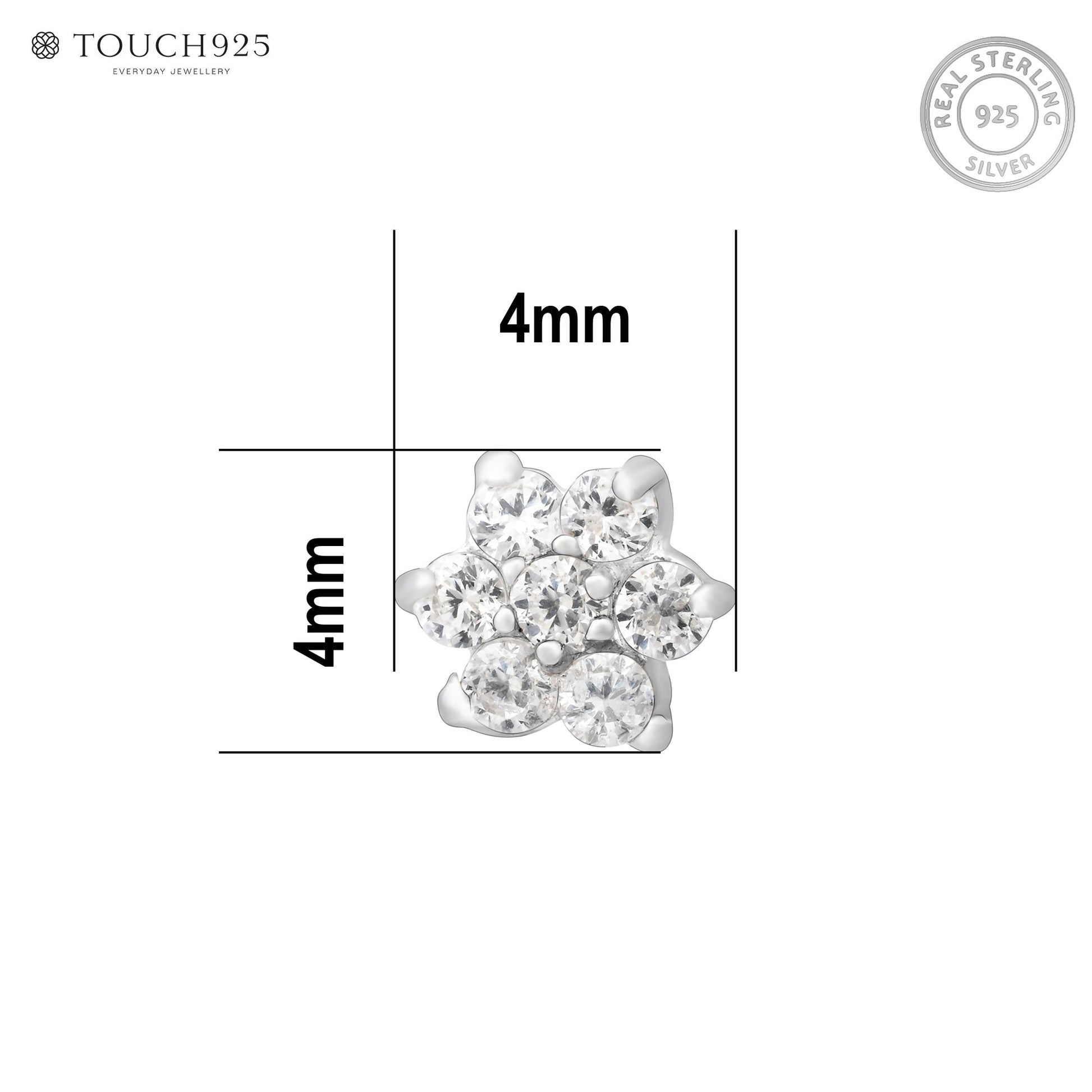 Petite Floral Silver Nose Pin