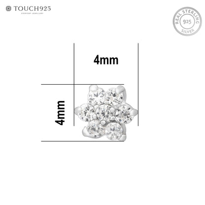 Petite Floral Silver Nose Pin