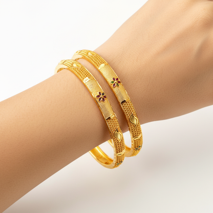 Daily Wear Gold Plated Bangles Pair - One Gram Gold 24K