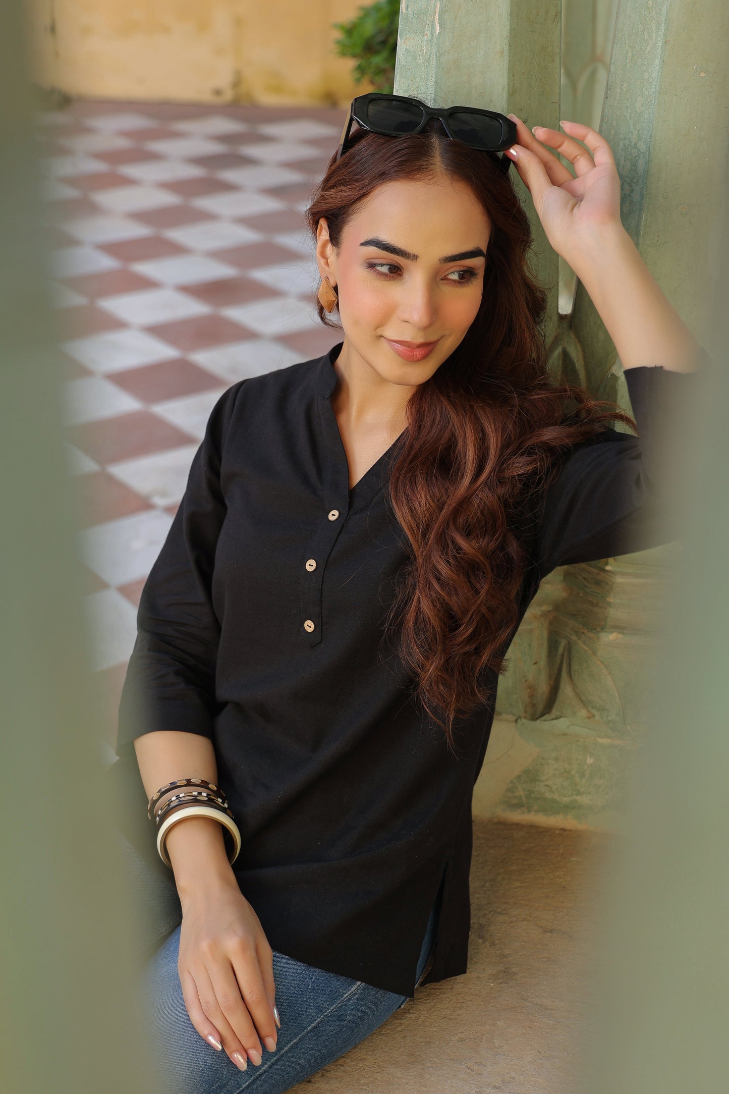 Daily wear mandarin collar top