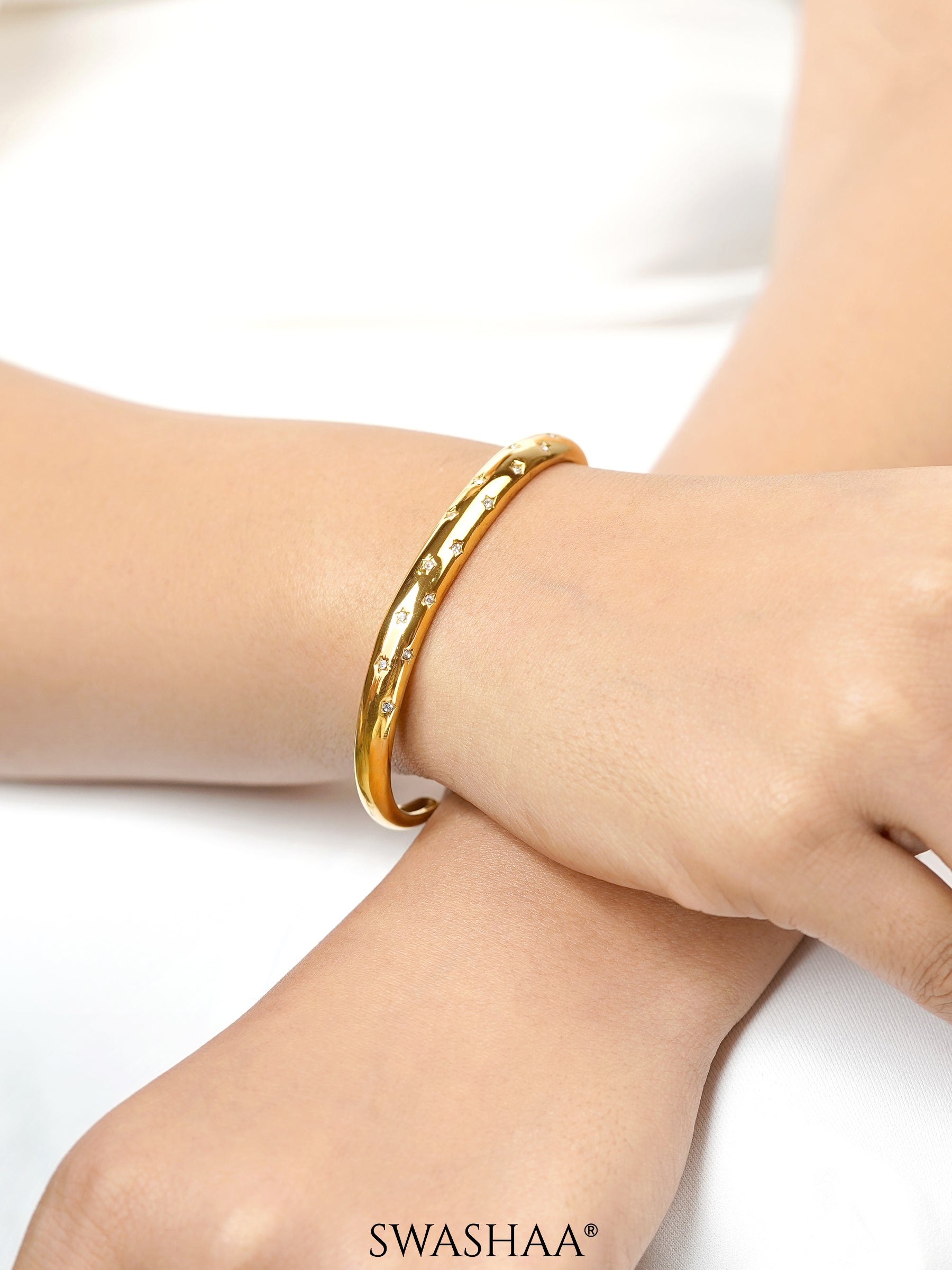 Danica Diamond Star 18K Gold Plated Cuff Bracelet