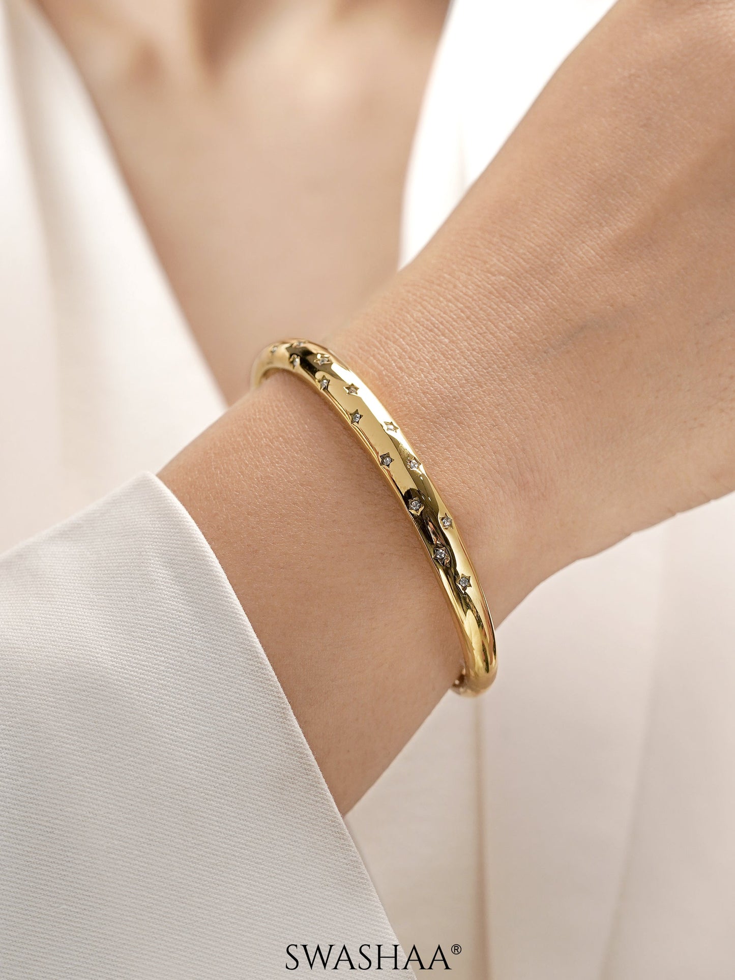 Danica Diamond Star 18K Gold Plated Cuff Bracelet