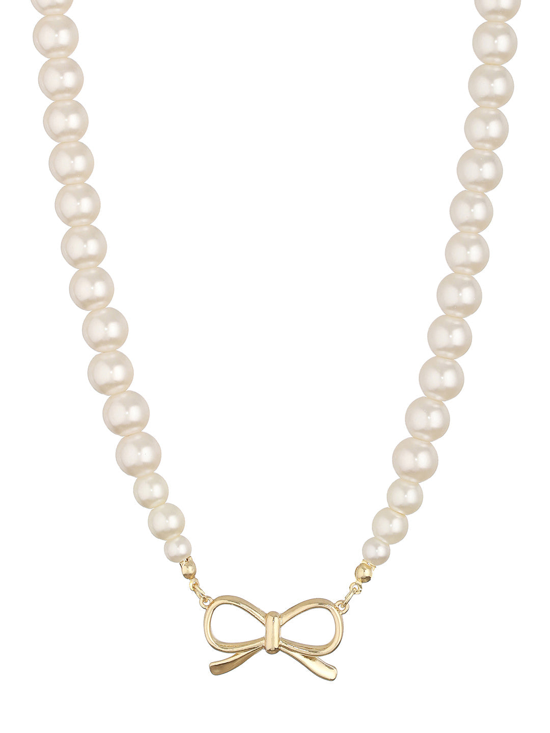 Prita by Priyaasi Pretty Bow Pearl Gold-Plated Necklace
