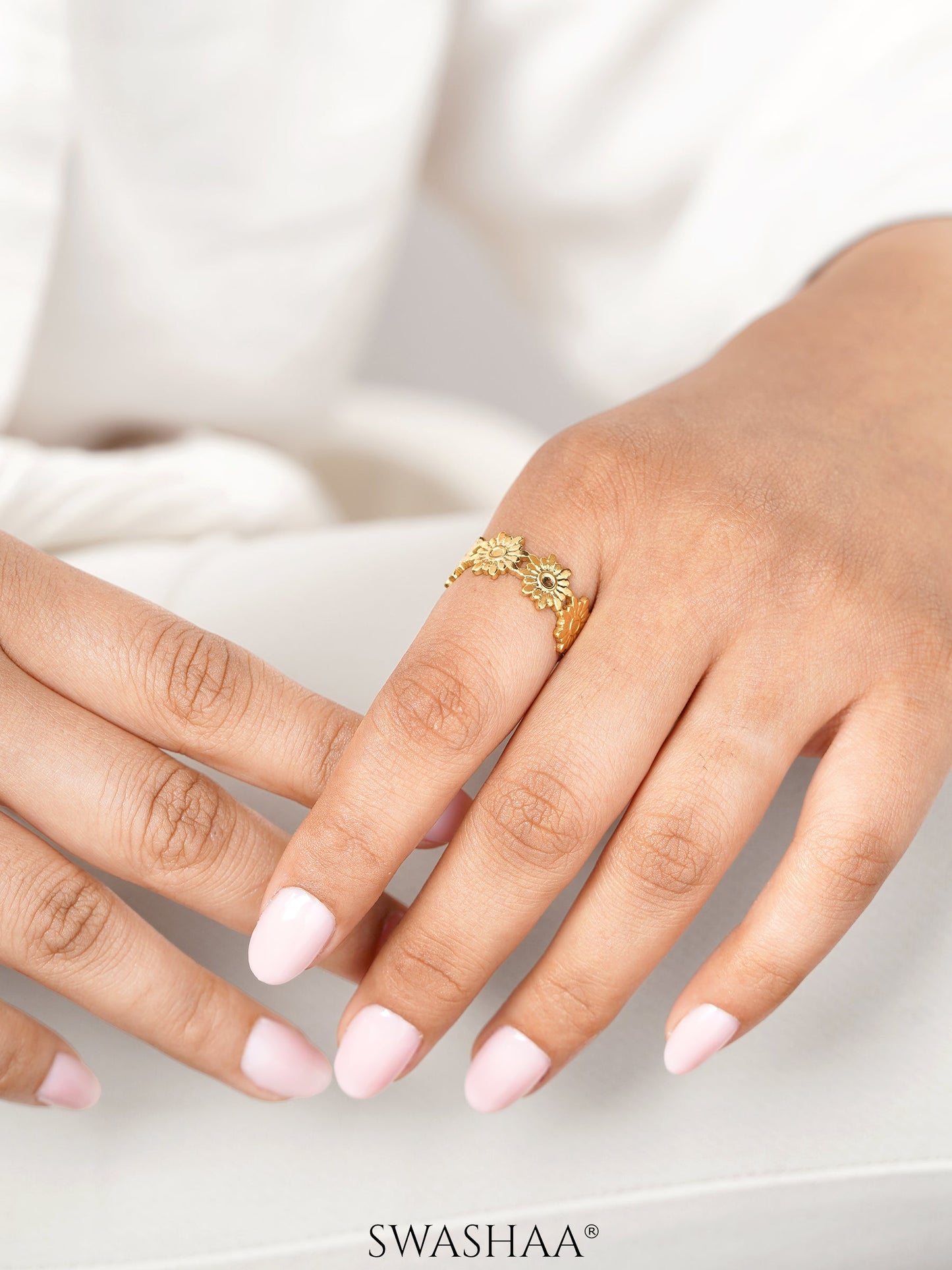 Debra Blooming Sunflowers 18K Gold Plated Ring
