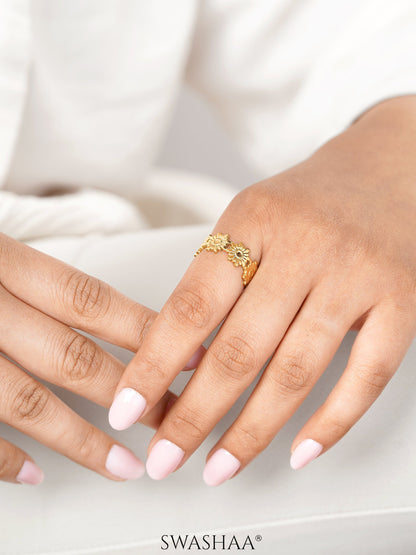 Debra Blooming Sunflowers 18K Gold Plated Ring