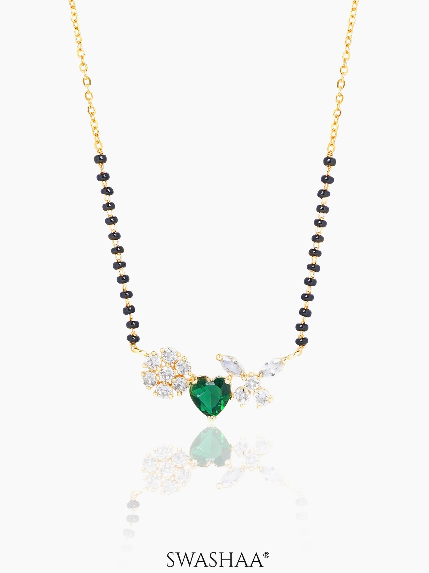 Deesha Emerald Heart 18K Gold Plated Mangalsutra