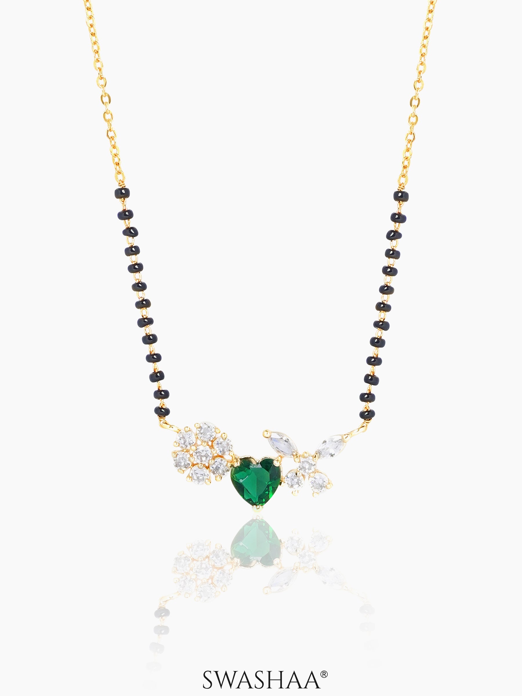 Deesha Emerald Heart 18K Gold Plated Mangalsutra