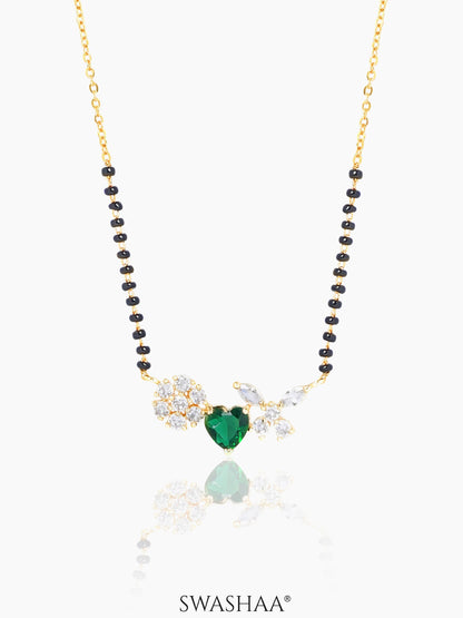 Deesha Emerald Heart 18K Gold Plated Mangalsutra