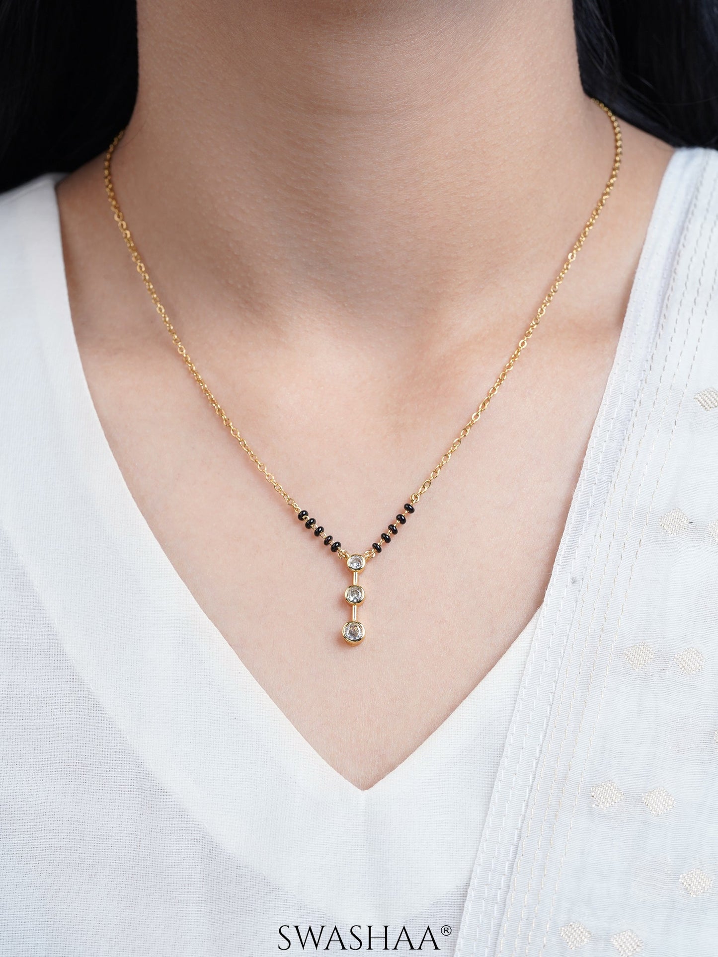 Devika Trio Diamond Drop 18K Gold Plated Mangalsutra