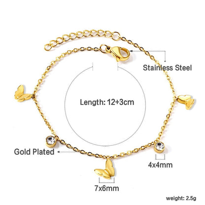 Diamond Butterfly 18K Gold Plated Children's Bracelet - Twisty Locks  - Kids and Women Hair Accessories, Fashion Clothing and Jewellery India