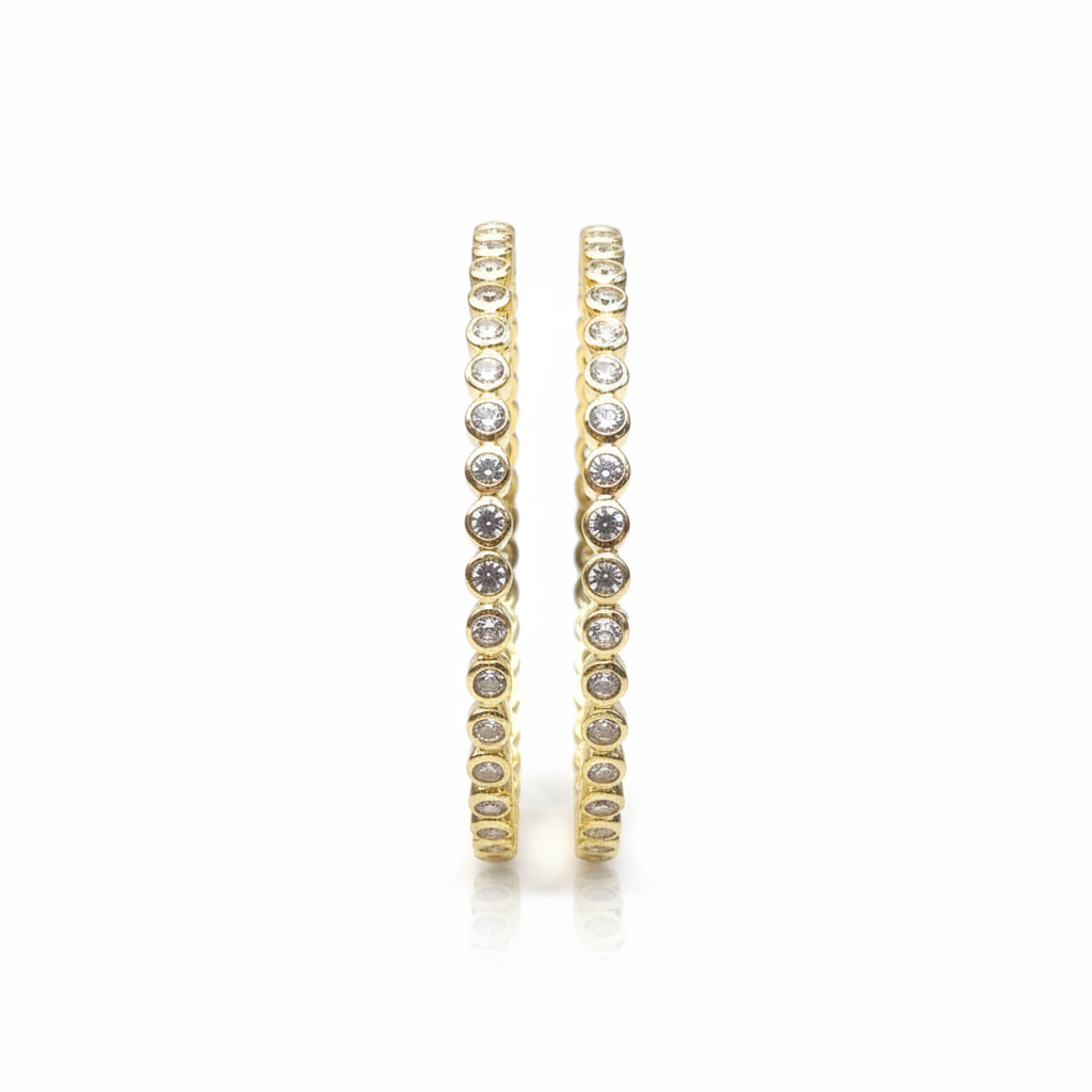 Diamond Studded Gold Bangles Set of 2