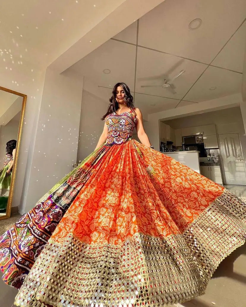 Digital Print With Mirror Work Navratri Special Designer Chaniya Choli Ethenika.com