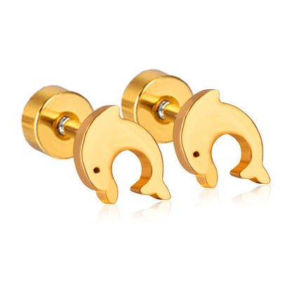 Dolphins 18K Gold Plated Children's Earrings - Twisty Locks  - Kids and Women Hair Accessories, Fashion Clothing and Jewellery India