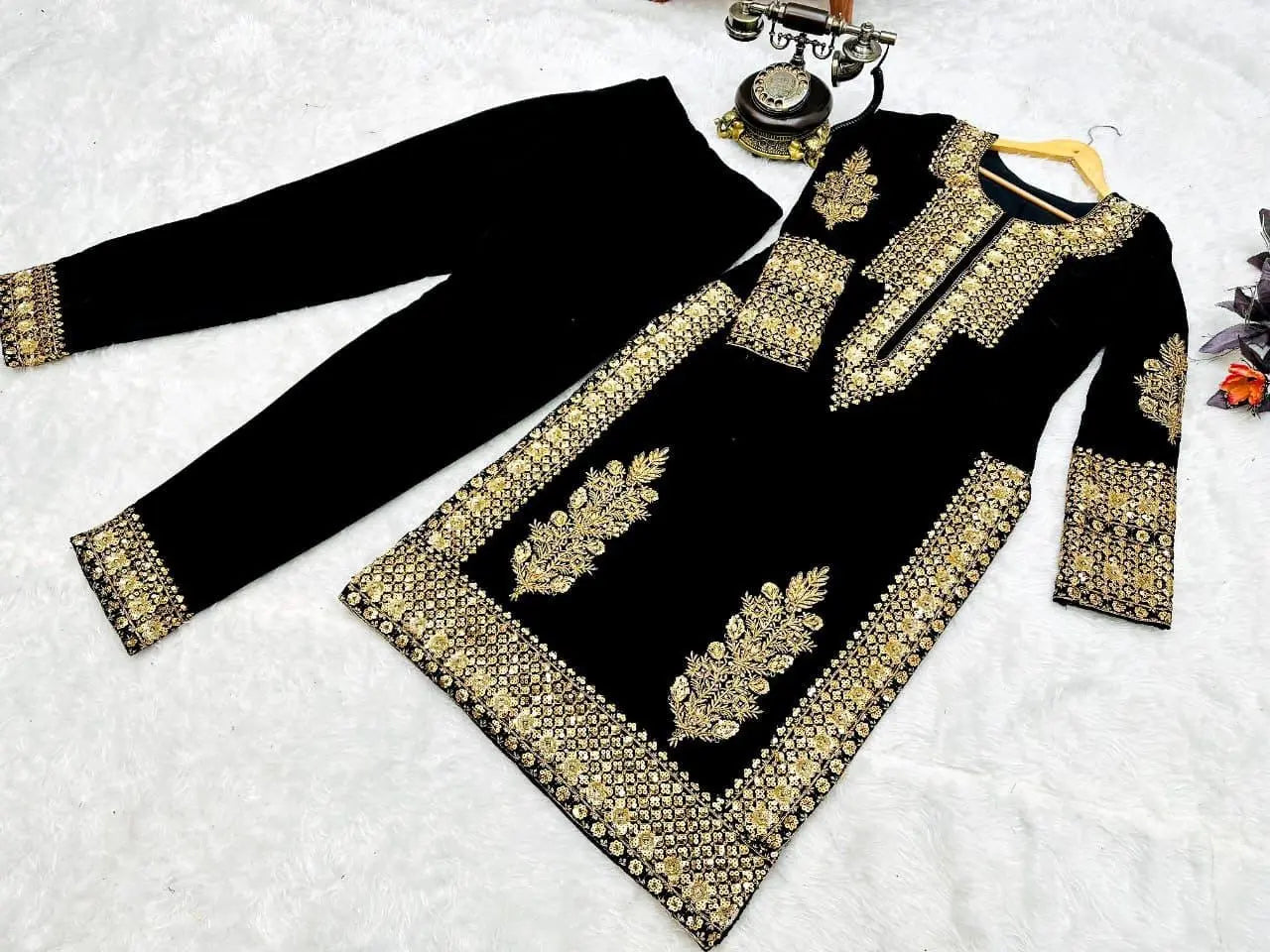 Georgette Heavy Sequence Work Pakistani Kurti Pant Set ( Stitched) - Premium  from Ethenika.com - Just INR 3490! Shop now at Ethenika.com 