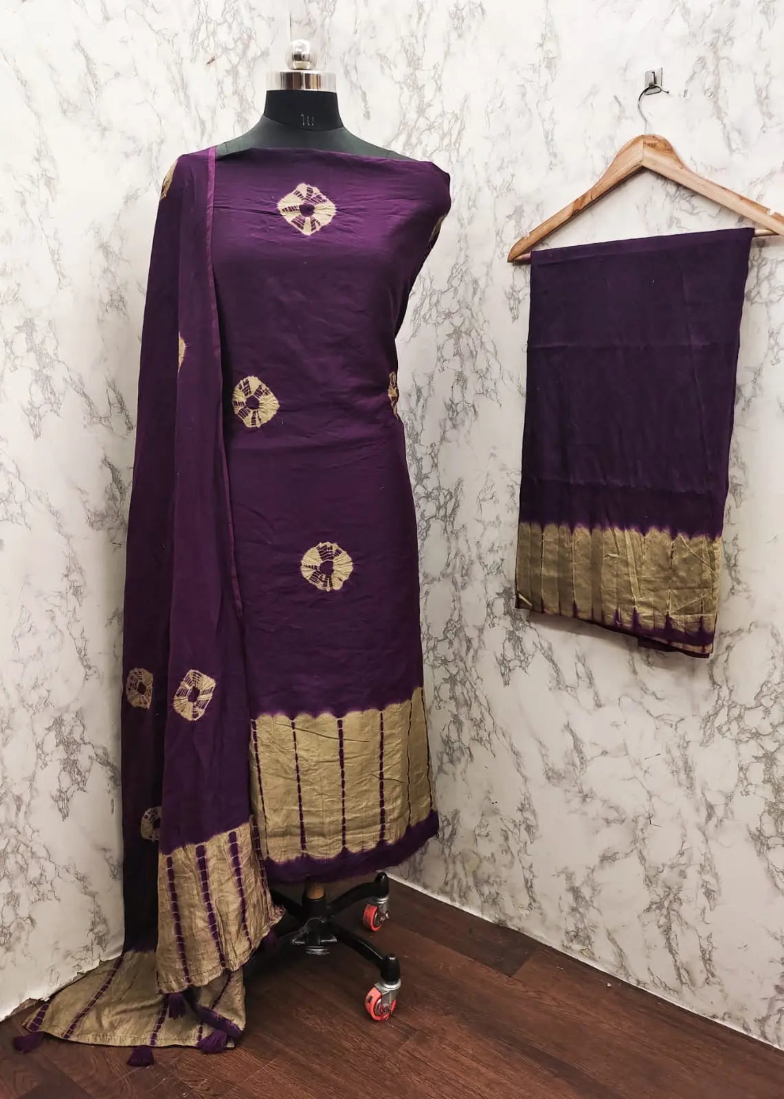 Cotton Shibori Bandhani Work Bandhani Dress Material (Unstitched) - Premium  from Ethenika.com - Just INR 1390! Shop now at Ethenika.com 
