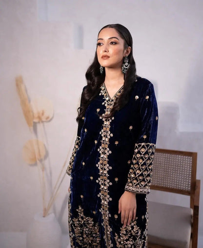 Embroidery work Velvet kurti palazo dupatta Set (Stitched) - Premium  from Ethenika.com - Just INR 2590! Shop now at Ethenika.com 