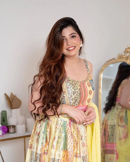 Digital Print work with Belt dupatta Maxi Dress (Stitched) - Premium  from Ethenika.com - Just INR 1790! Shop now at Ethenika.com 