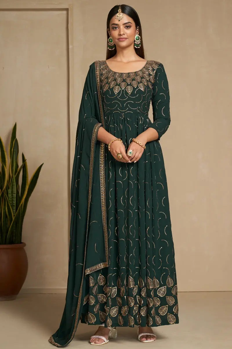 Faux Georgette Sequence Zari Embroidery Work Flair Kurti Dupatta set - Premium  from Ethenika.com - Just INR 4990! Shop now at Ethenika.com 