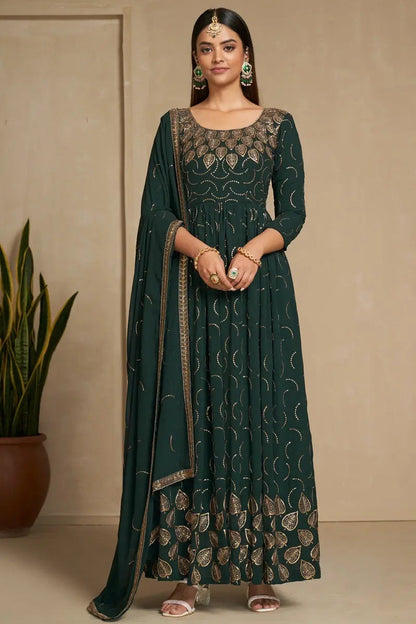 Faux Georgette Sequence Zari Embroidery Work Flair Kurti Dupatta set - Premium  from Ethenika.com - Just INR 4990! Shop now at Ethenika.com 