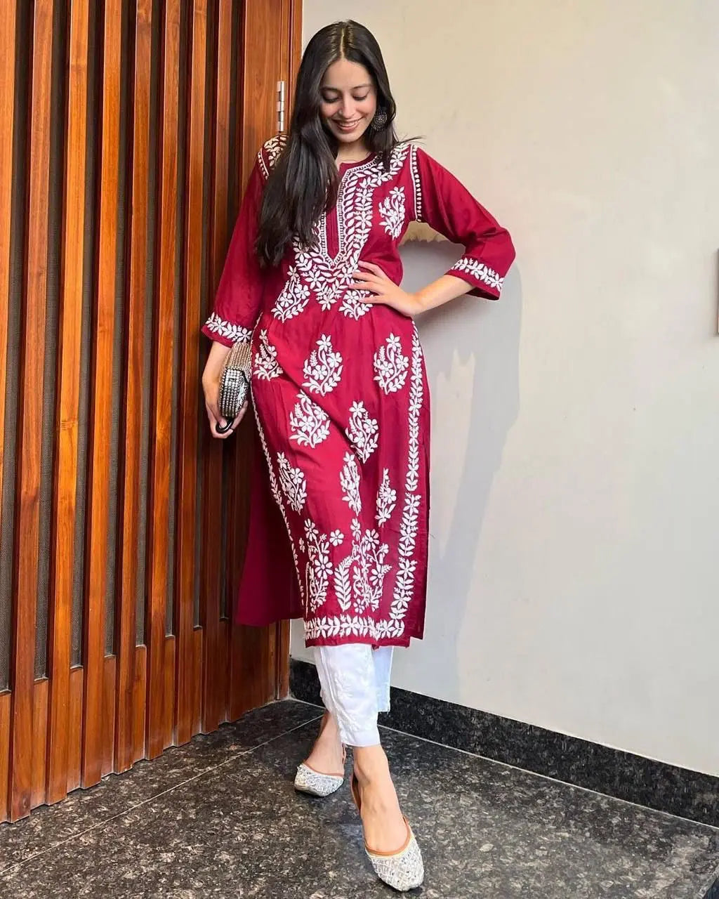 Chikankari Kurti Pant Set - Premium  from Ethenika.com - Just INR 1490! Shop now at Ethenika.com 