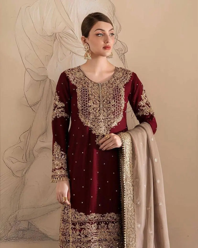Georgette Sequence work Party Wear Kurti Sharara Dupatta Set - Premium  from Ethenika.com - Just INR 2990! Shop now at Ethenika.com 