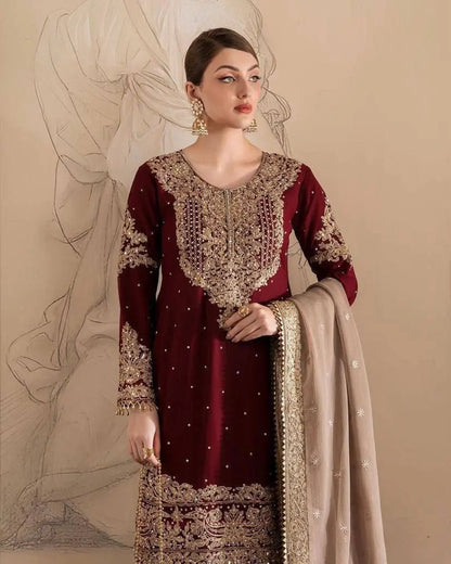 Georgette Sequence work Party Wear Kurti Sharara Dupatta Set - Premium  from Ethenika.com - Just INR 2990! Shop now at Ethenika.com 
