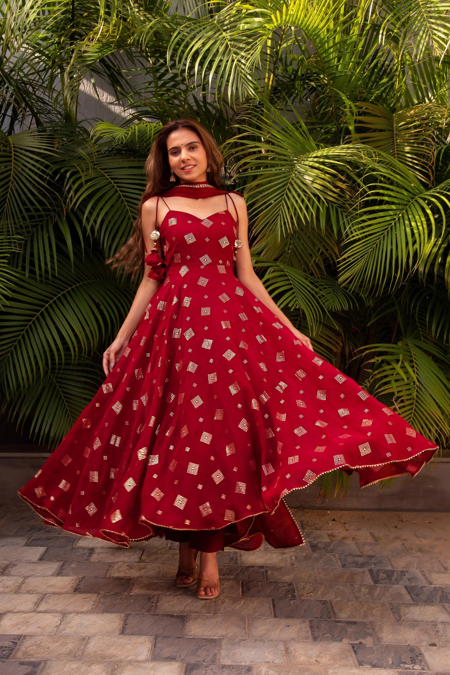 Georgette Blooming Flare Golden embroidery work Kurti Dupatta Set - Premium  from Ethenika.com - Just INR 1890! Shop now at Ethenika.com 