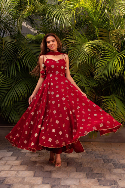 Georgette Blooming Flare Golden embroidery work Kurti Dupatta Set - Premium  from Ethenika.com - Just INR 1890! Shop now at Ethenika.com 