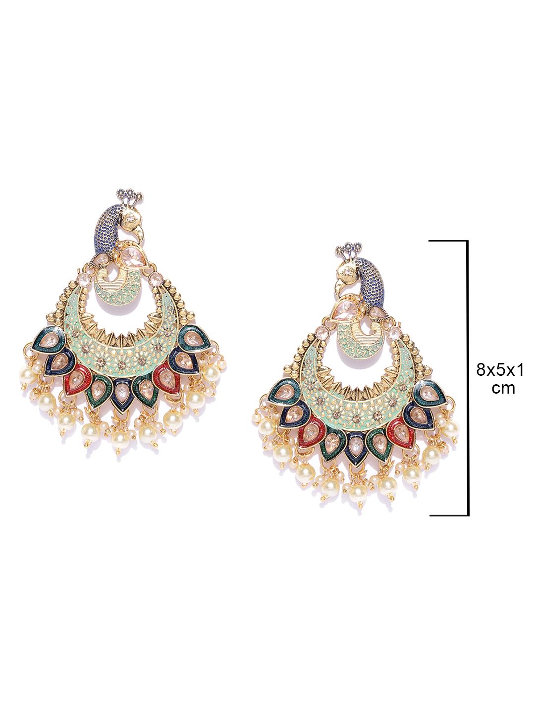 Gold Plated Green Peacock Inspired Party Wear Earrings