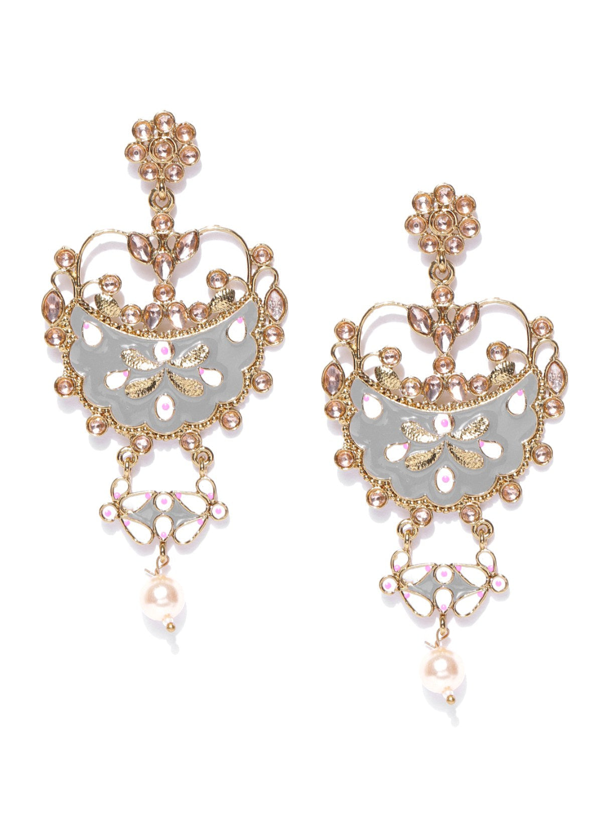 Designer Grey Enammeled Earring For Women And Girls