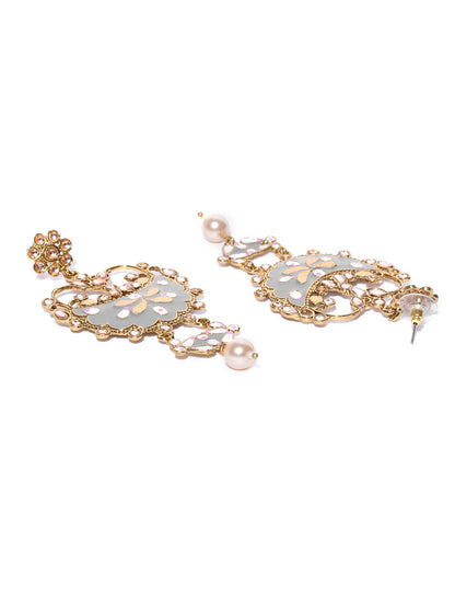Designer Grey Enammeled Earring For Women And Girls