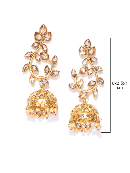 Designer Floral Gold Plated Jhumki Earrings For Women And Girls