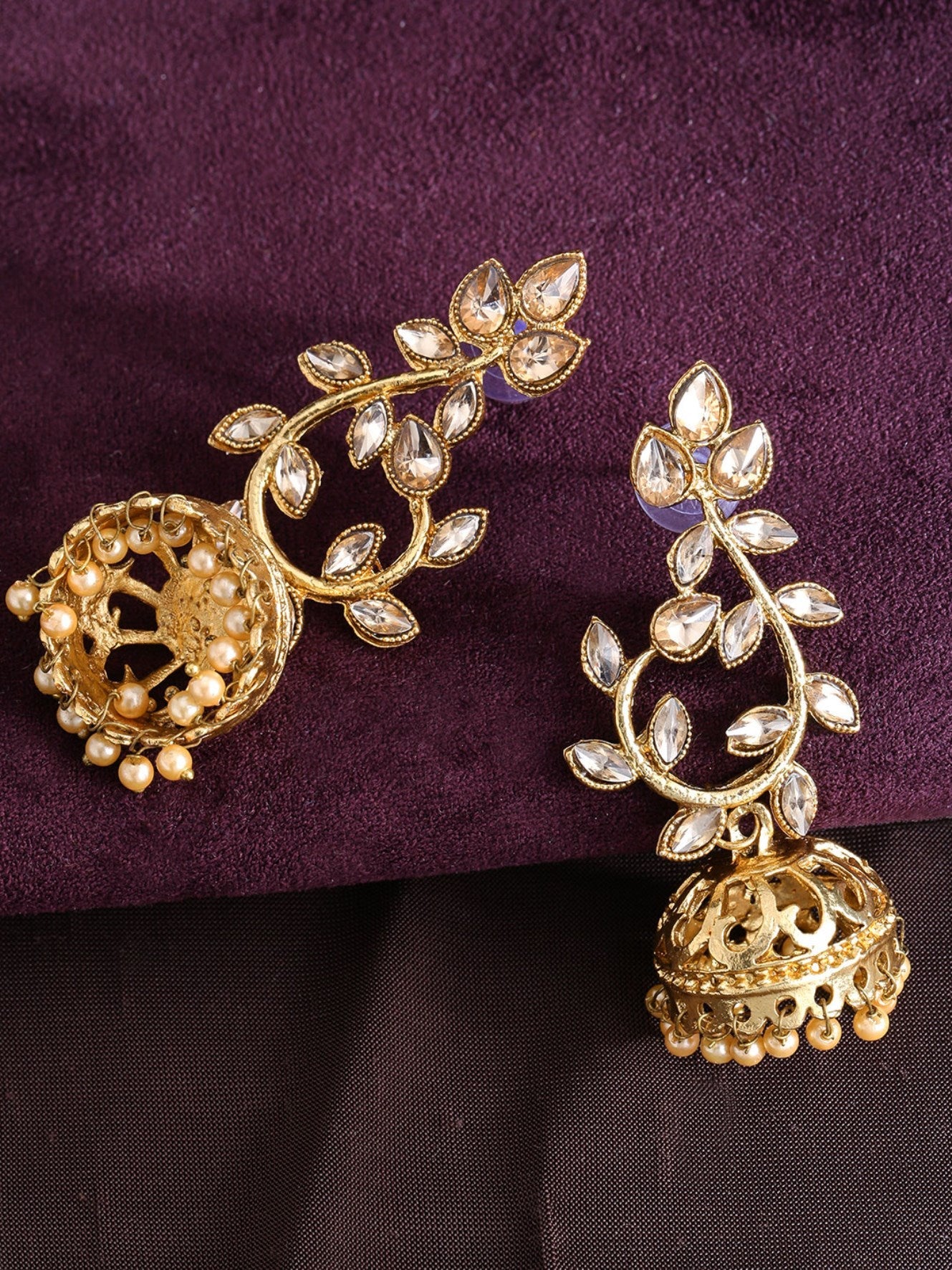 Designer Floral Gold Plated Jhumki Earrings For Women And Girls