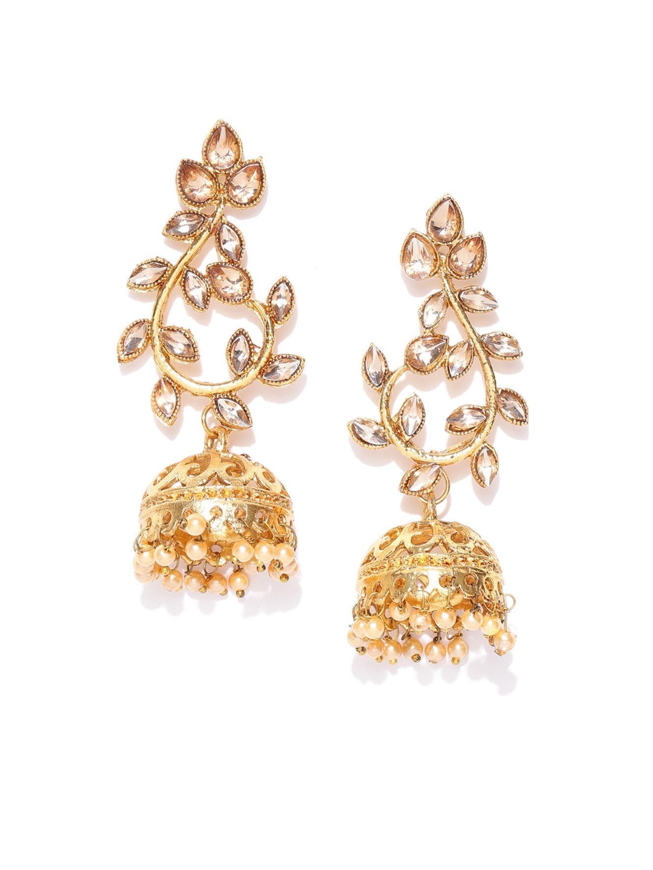 Designer Floral Gold Plated Jhumki Earrings For Women And Girls