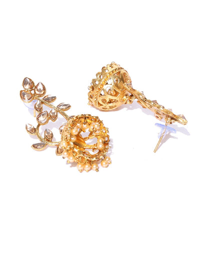Designer Floral Gold Plated Jhumki Earrings For Women And Girls