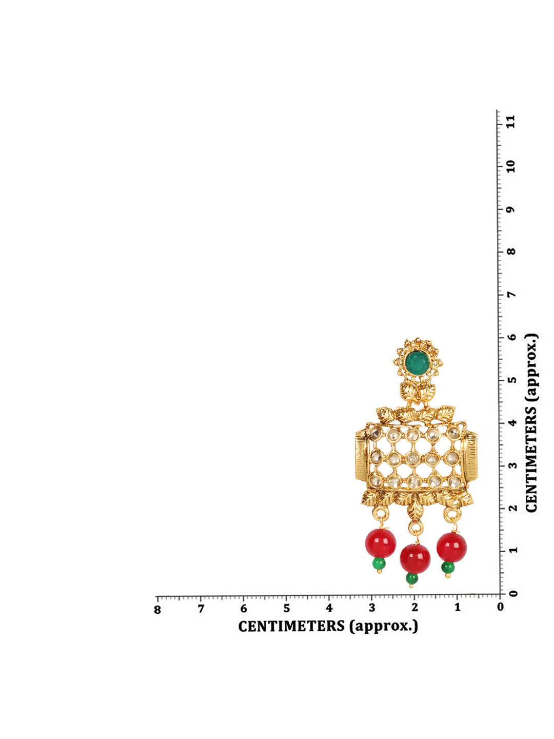 Gold Plated Leaf Pattern Maroon Beaded Drop Earrings