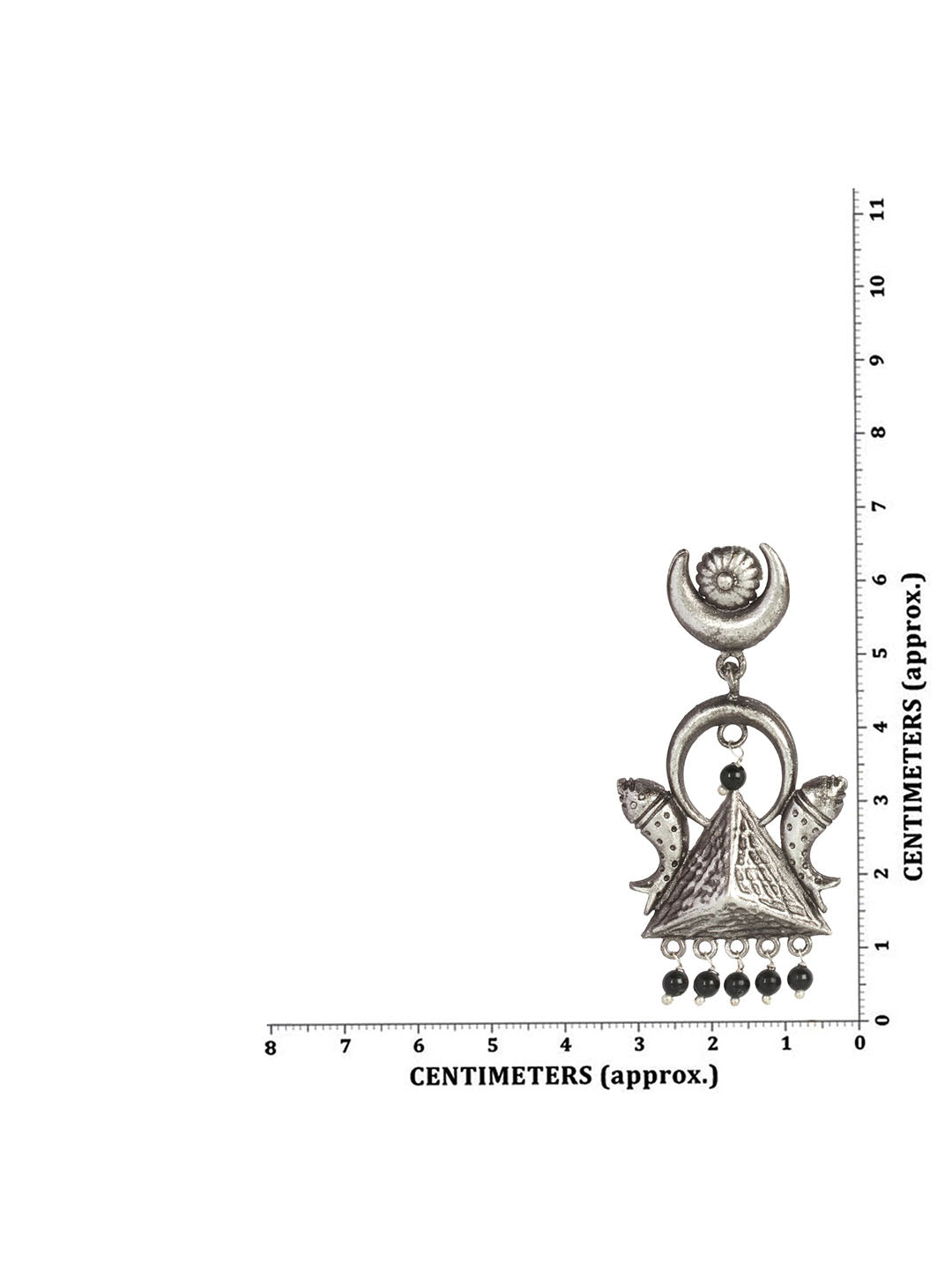 Oxidised Silver Pyramid And Fish Inspired Drop Earrings
