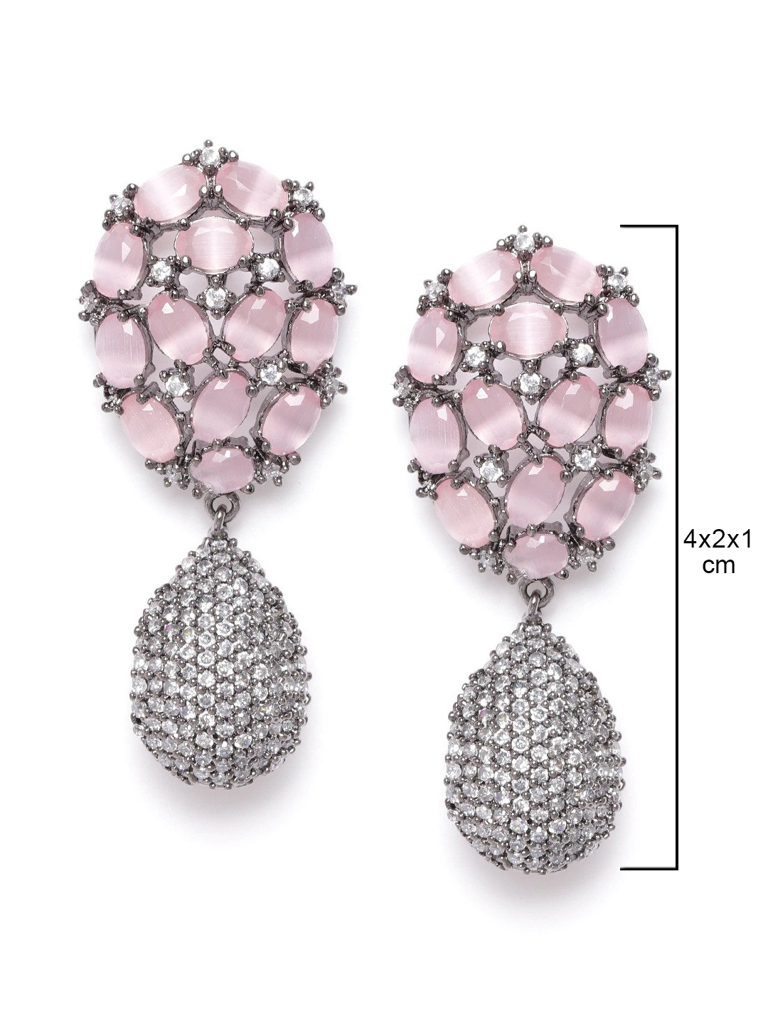 Silver-Plated Artificial Stone Studded Drop earrings