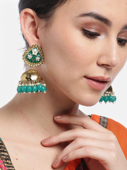 Green Colored Ethnic Beautiful Jhumkas