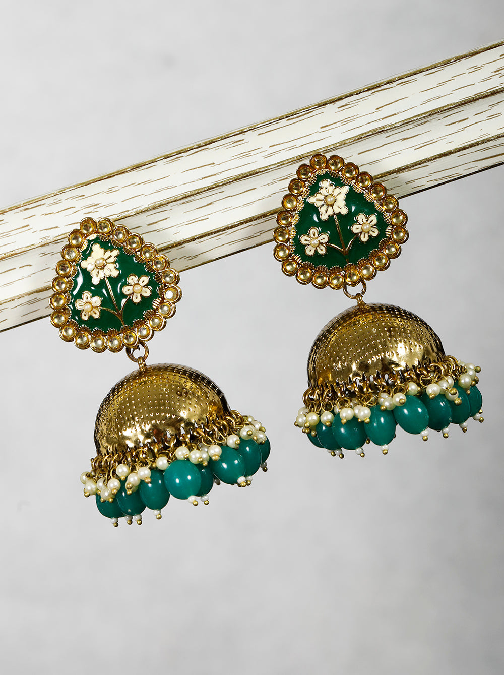 Green Colored Ethnic Beautiful Jhumkas
