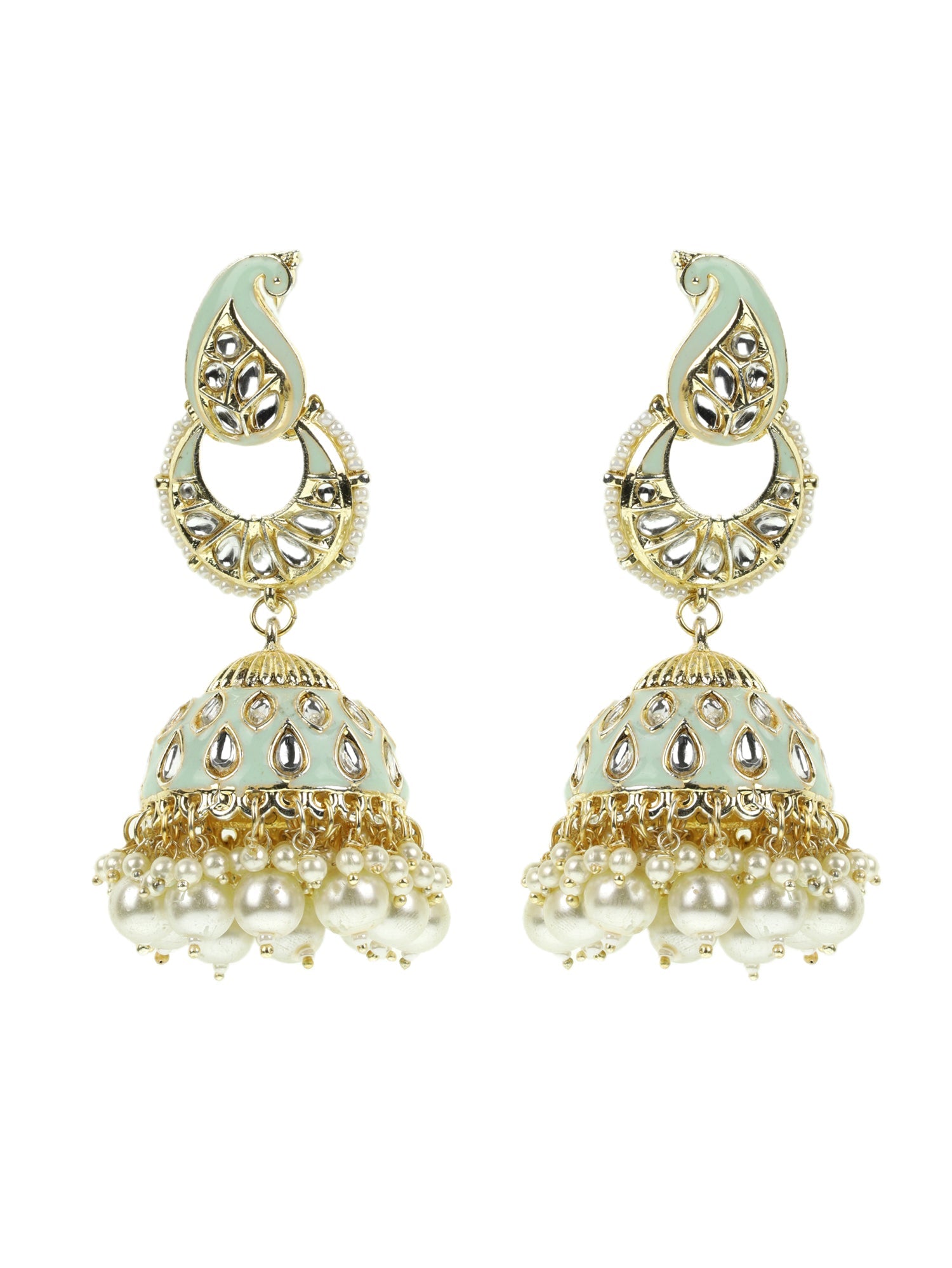 Kundan Studded and beaded Jhumka Earring