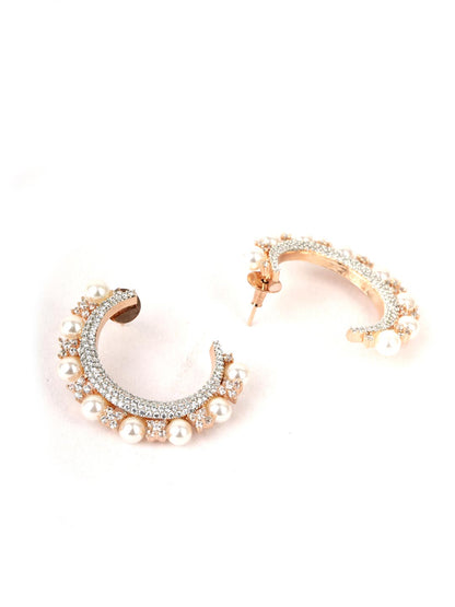 Beads American Diamond Half Hoop Earring
