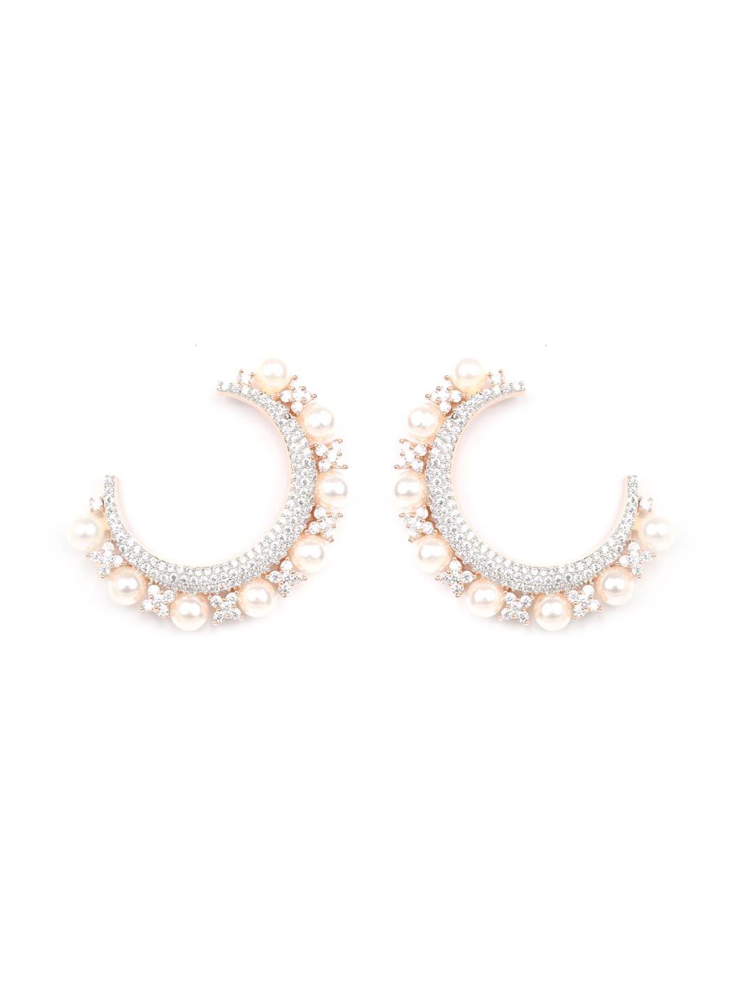 Beads American Diamond Half Hoop Earring