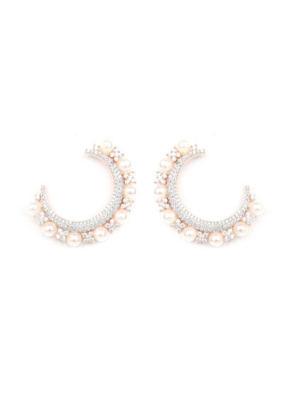 Beads American Diamond Half Hoop Earring