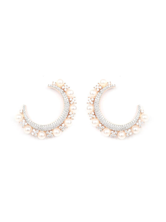 Beads American Diamond Half Hoop Earring