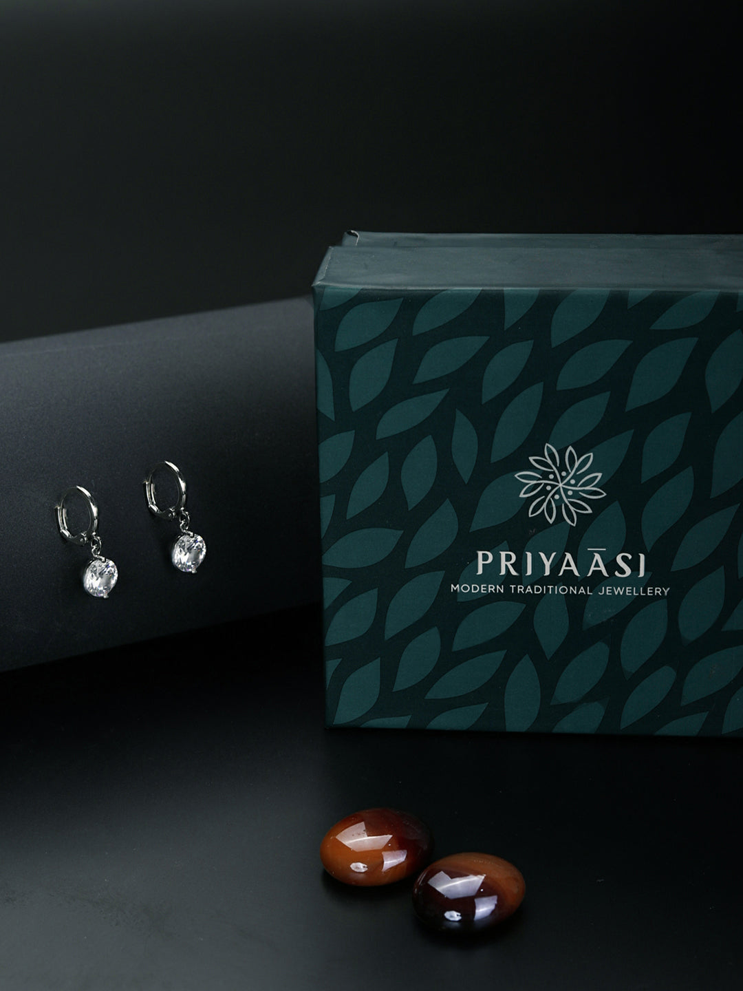 Artificial Stone Silver Plated Hoop Earring