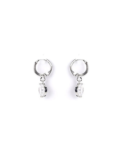 Artificial Stone Silver Plated Hoop Earring