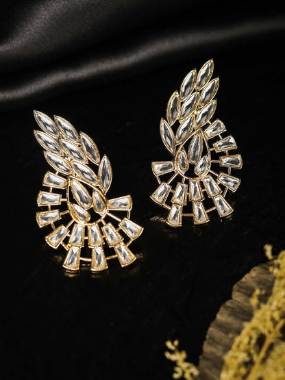 Stones Studded Rose Gold Plated Drop Earring